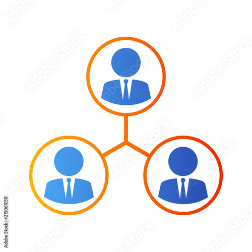 Icono plano network en azul y naranja