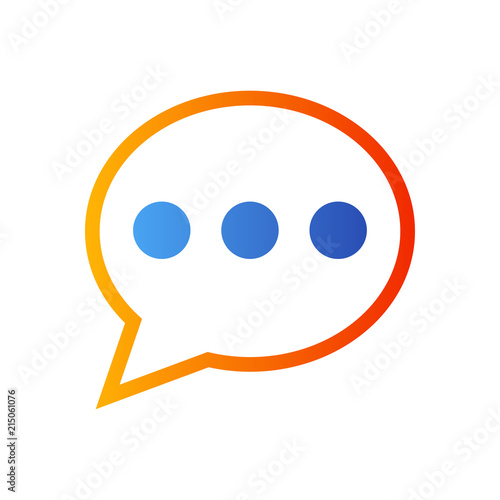 Logotipo comentario con burbuja redonda con puntos en color azul y naranja