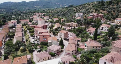 Suvereto, Tuscany, Italy. Aerial view of the  city streets photo