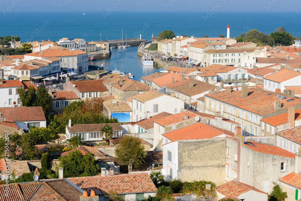 Panoramic view of Saint-Martin-de-Re from the church, Re Island, France