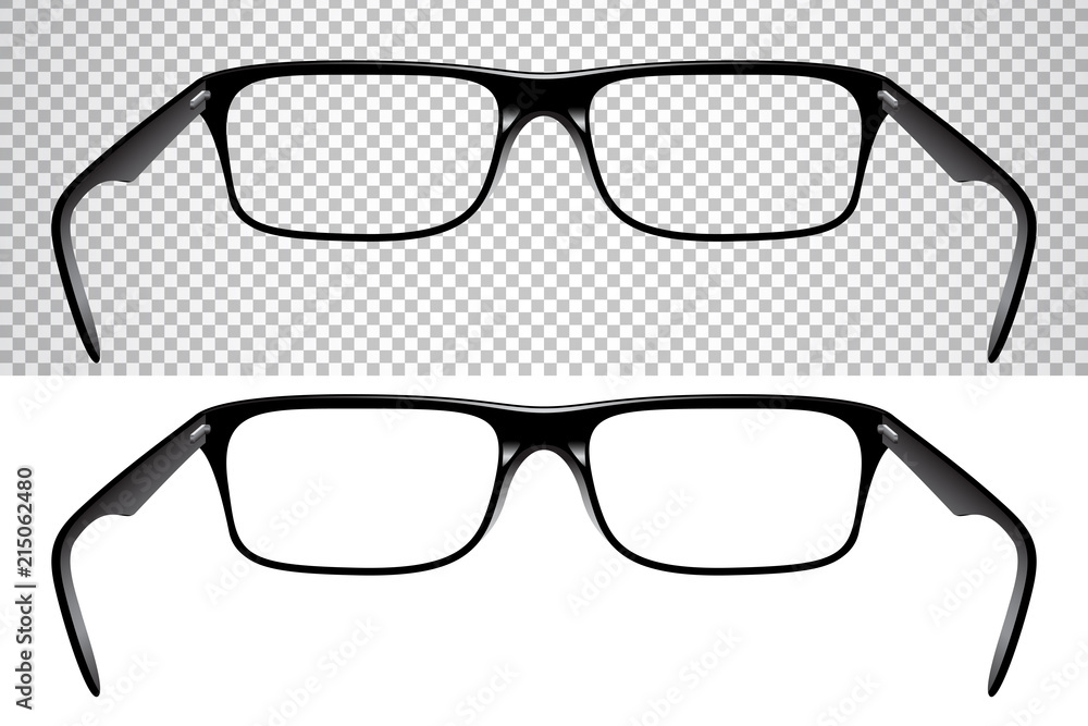 Realistic glasses for vision, back view, isolated on white - obrazy, fototapety, plakaty 