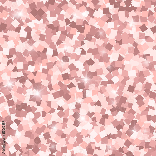 Glitter seamless texture. Adorable pink particles. Endless pattern made of sparkling squares. Comely