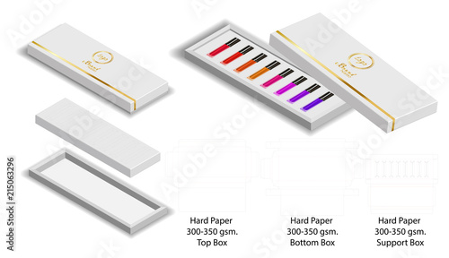 paper box shape for lipsticks package dieline