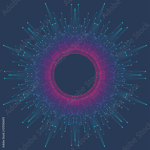 Big data visualization. Graphic abstract background communication. Perspective backdrop visualization. Analytical network complex. Vector illustration.