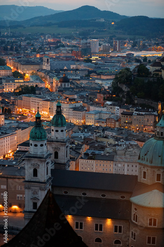 Wallpaper Mural Aerial view of the historic city of Salzburg in the evening Torontodigital.ca