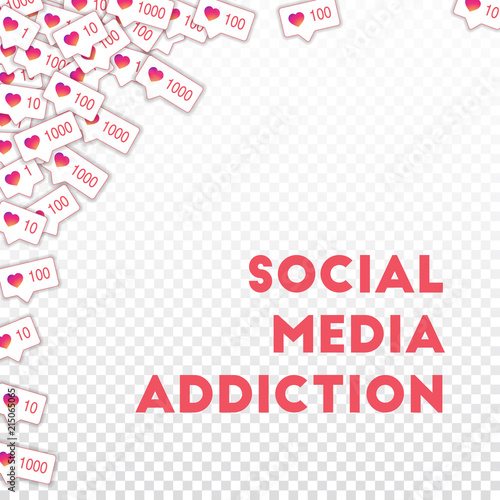 Social media icons. Social media addiction concept. Falling gradient like counter. Exquisite abstrac