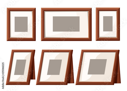 Picture frame collection. Wall frame and table frame. Template for photo, vintage style design. Flat vector illustration isolated on white background