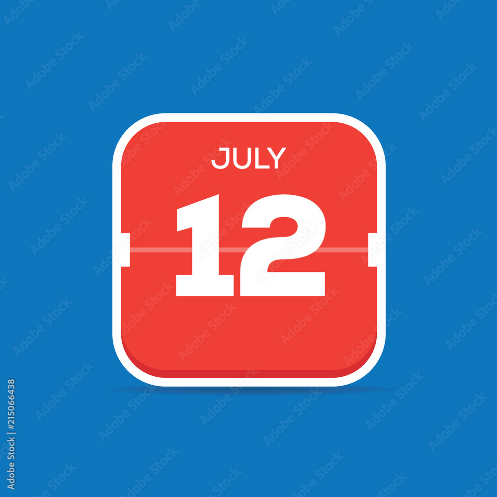 July 12 Calendar Flat Icon July 12 Calendar Flat Icon