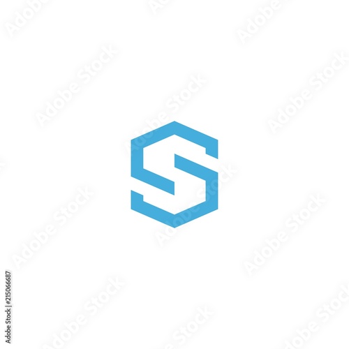 s letter tech sync logo vector line icon