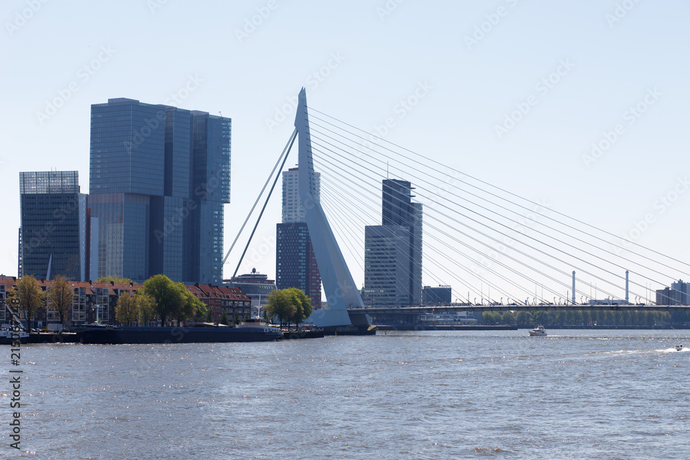 Rotterdam skyline from Erasmus Bridge.