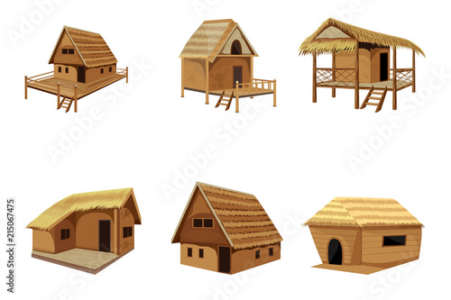 straw hut vector design