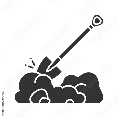 Digging shovel glyph icon