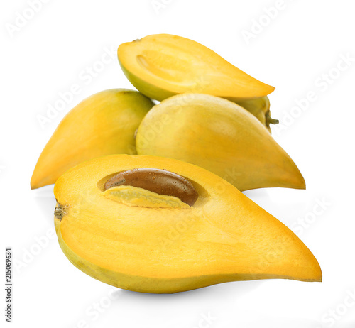 Egg fruit, Canistel, Yellow Sapote (Pouteria campechiana (Kunth) Baehni) on white background photo