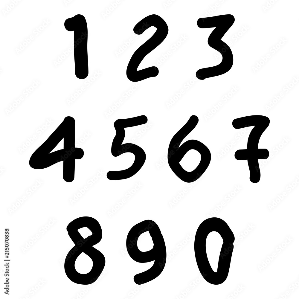 Set of calligraphic ink numbers. Set of calligraphic ink numbers.