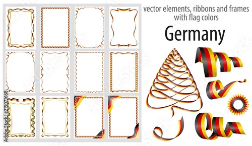 vector elements, ribbons and frames with flag colors Germany, template for your certificate and diploma