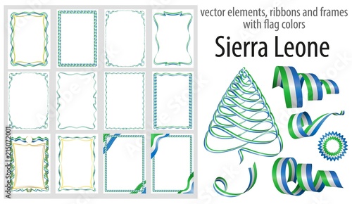 vector elements, ribbons and frames with flag colors Sierra Leone, template for your certificate and diploma