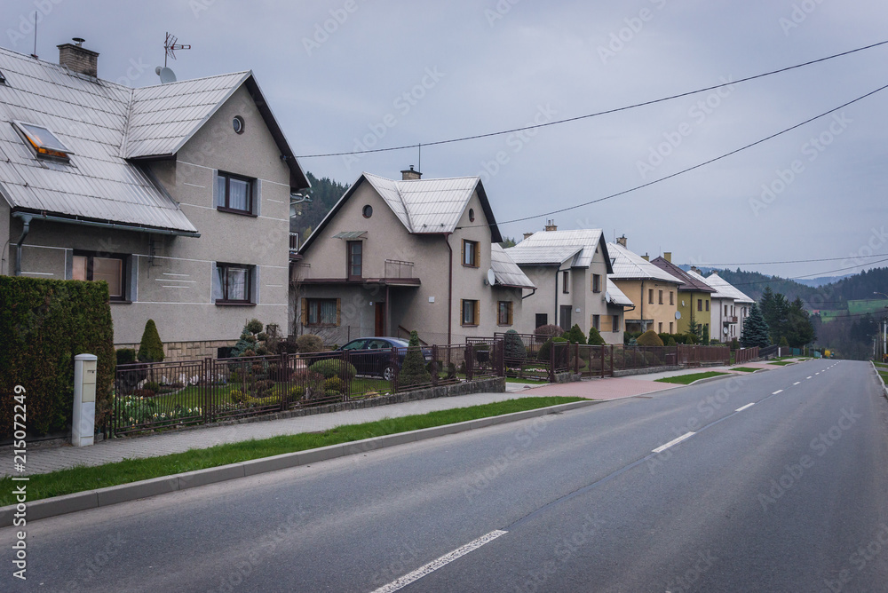Main road in Hutisko-Solanec, small village in tourist district Beskids - Moravian Wallachia in Czech Republic Main road in Hutisko-Solanec, small village in tourist district Beskids - Moravian Wallachia in Czech Republic