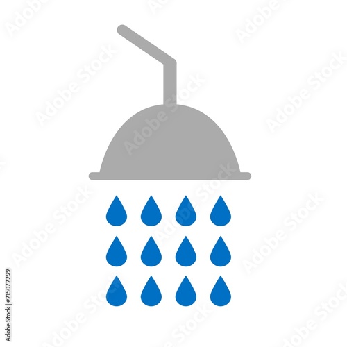 Flat icon shower with water drops isolated on white background. Vector illustration.