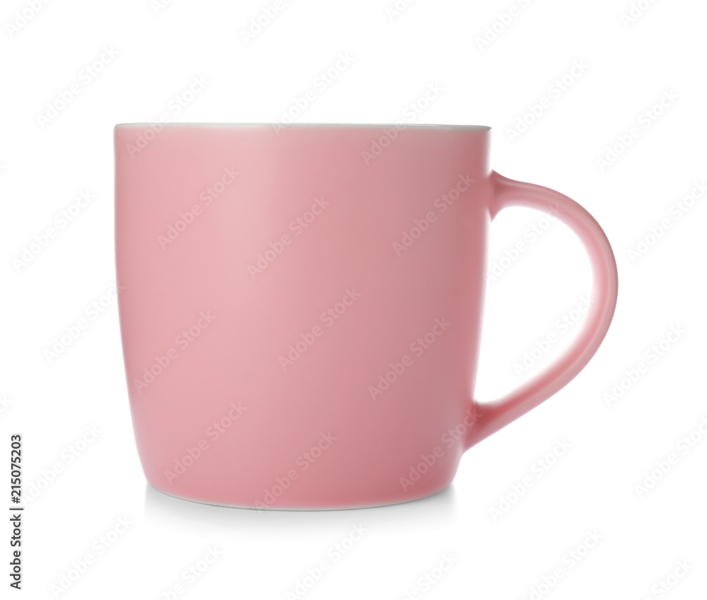 Pink ceramic cup isolated on white Pink ceramic cup isolated on white