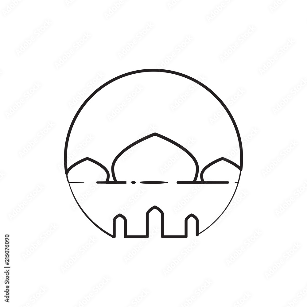 Obraz premium Circular Outline Mosque Custom Symbol Graphic Design