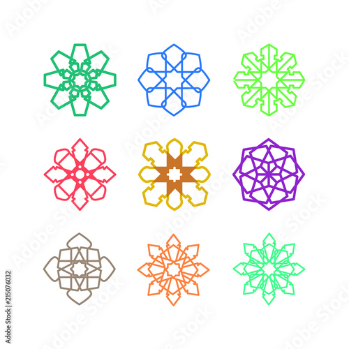 Mandala Geometric Symbol Illustration Graphic Design Template Set