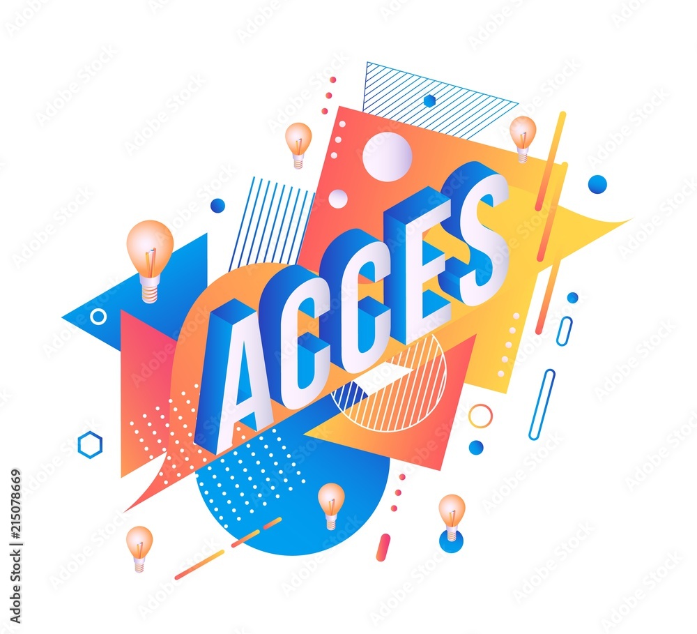 Access trendy background template with gradient colors and abstract geometric shapes and light bulbs. Vector modern poster, banner, presentation layout illustration Access trendy background template with gradient colors and abstract geometric shapes and light bulbs. Vector modern poster, banner, presentation layout illustration