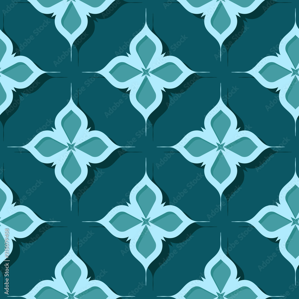 Seamless floral pattern. Blue green 3d designs Seamless floral pattern. Blue green 3d designs