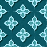 Seamless floral pattern. Blue green 3d designs