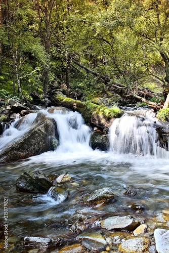Fototapeta Naklejka Na Ścianę i Meble -  River and waterfall in the Pyrenees forest