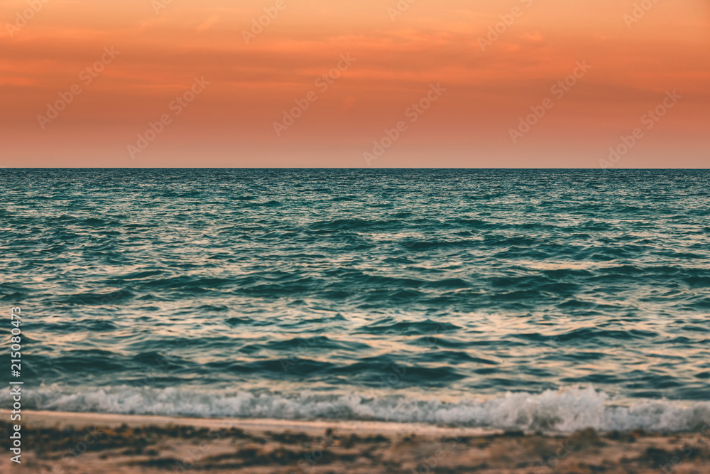 Seascape at sunset during golden hour