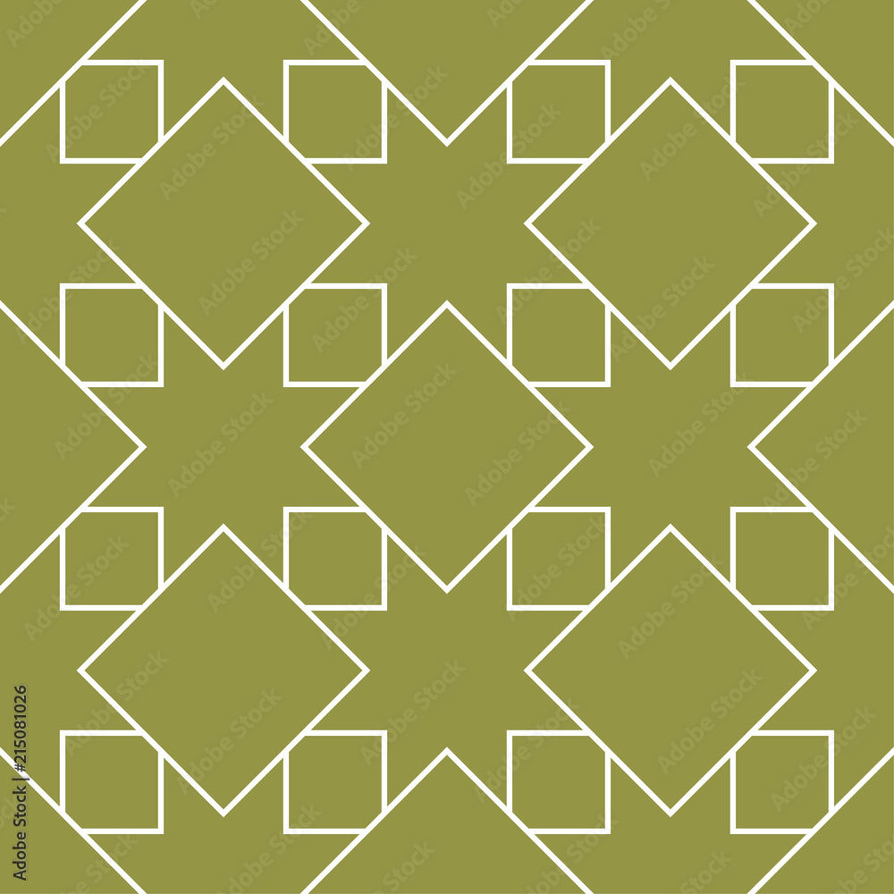 Olive green and white geometric ornament. Seamless pattern Olive green and white geometric ornament. Seamless pattern