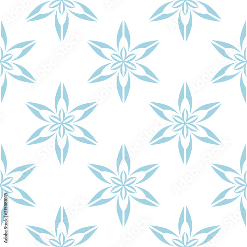 Blue floral seamless pattern on white background © Liudmyla