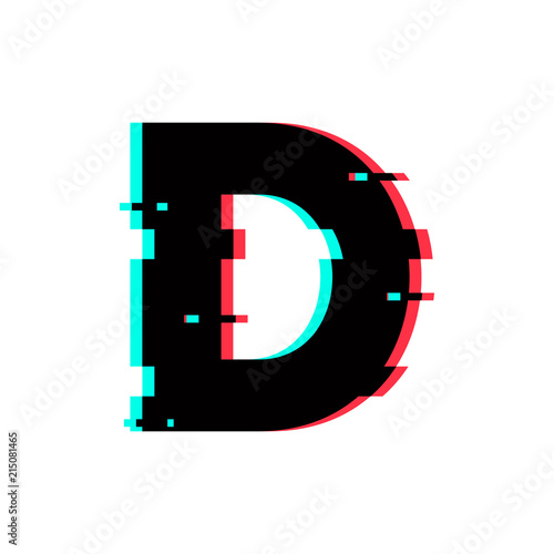 Vector Logo Letter D Glitch Distortion