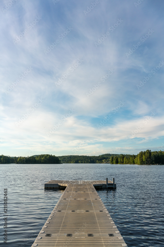 Jetty at a lake, camping ground in Sweden