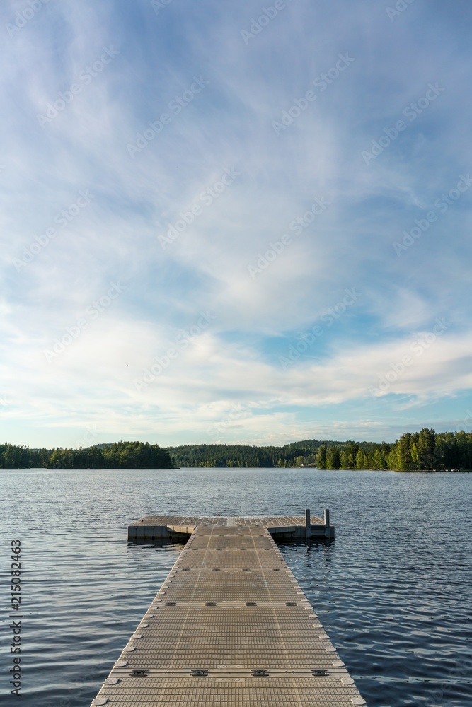 Jetty at a lake, camping ground in Sweden Jetty at a lake, camping ground in Sweden
