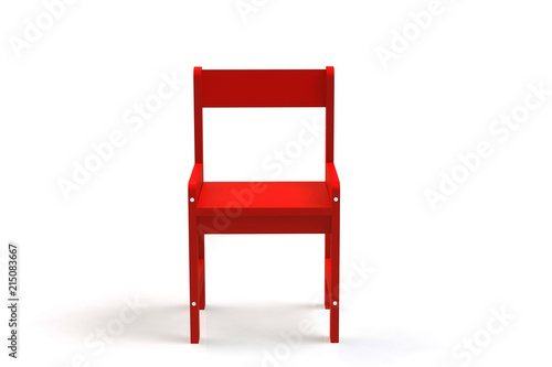 Fototapeta Naklejka Na Ścianę i Meble -  Little child wooden chair on a white background. 3D-model rendering chair.