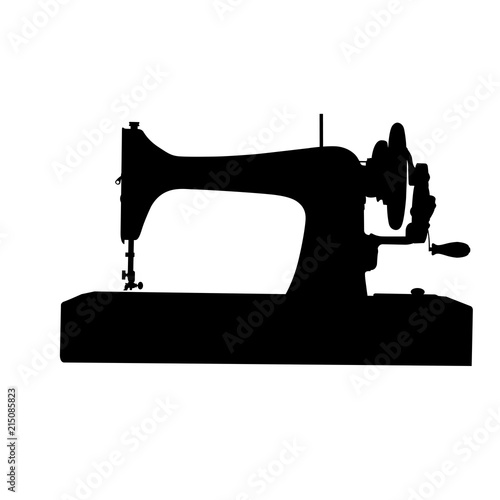 Silhouette of retro sewing machine, tool of tailor