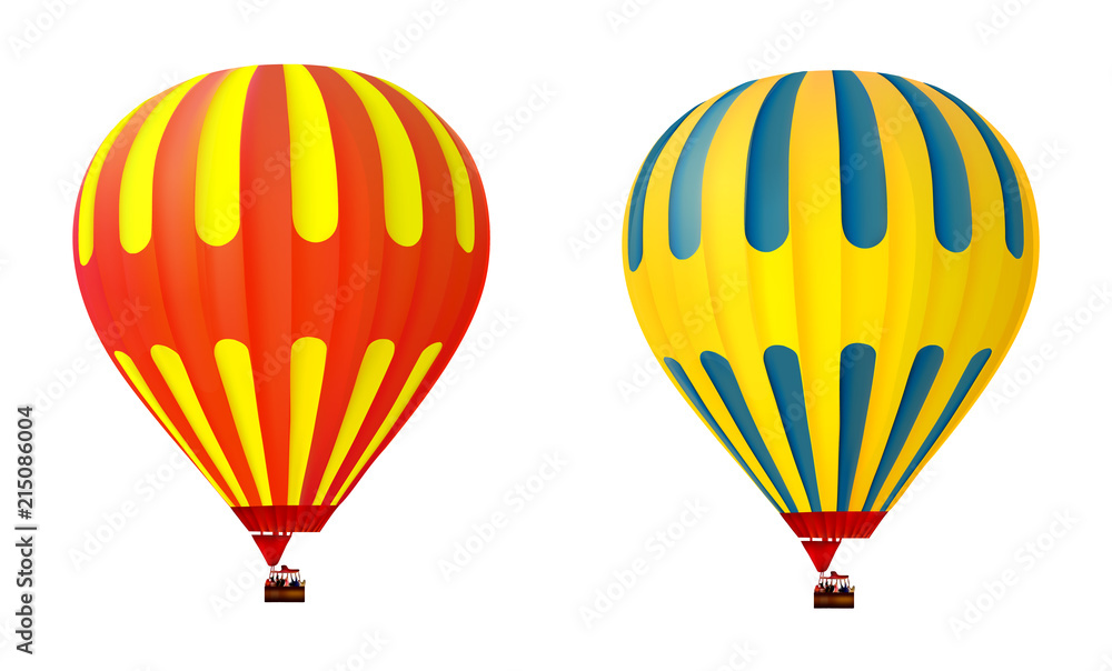 Obraz premium Two 3d colorful hot air balloons