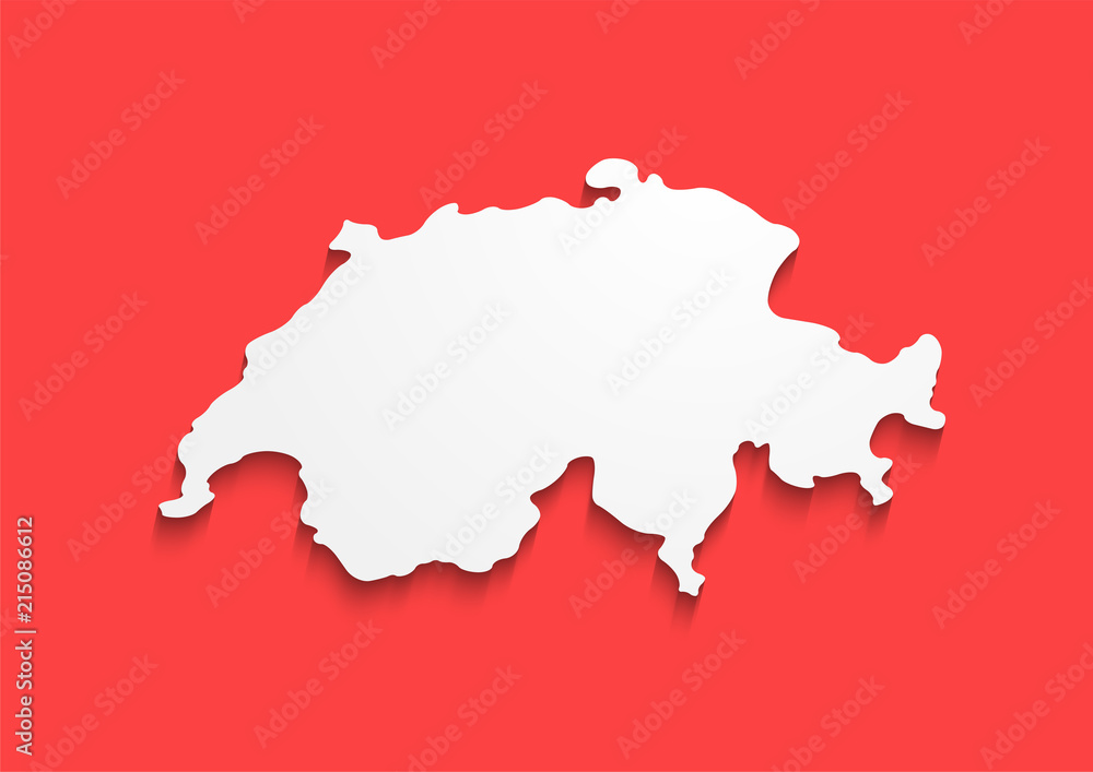 Obraz premium Switzerland Contour Map in colors of national flag. Red banner with white sign
