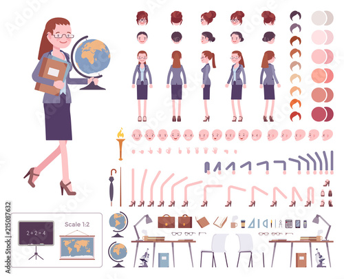 Female teacher character creation set