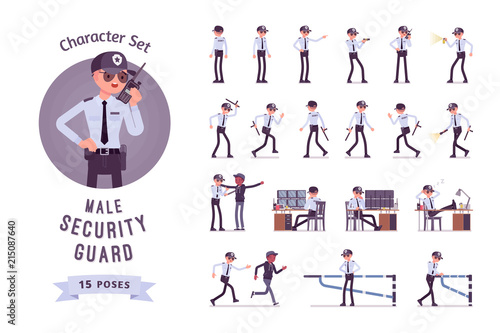 Male security guard ready-to-use character set