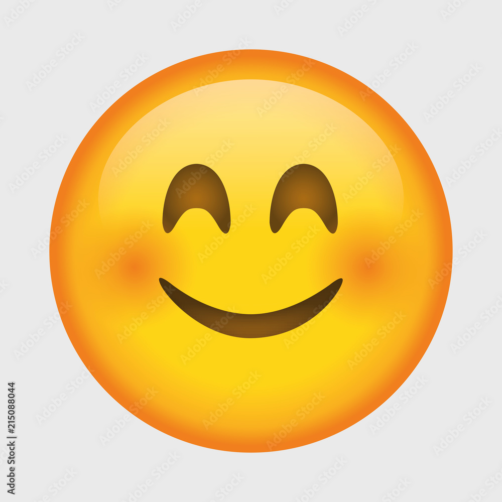 Vector smiling emoji. Smiling face. Happy. Cute emoticon isolated ...