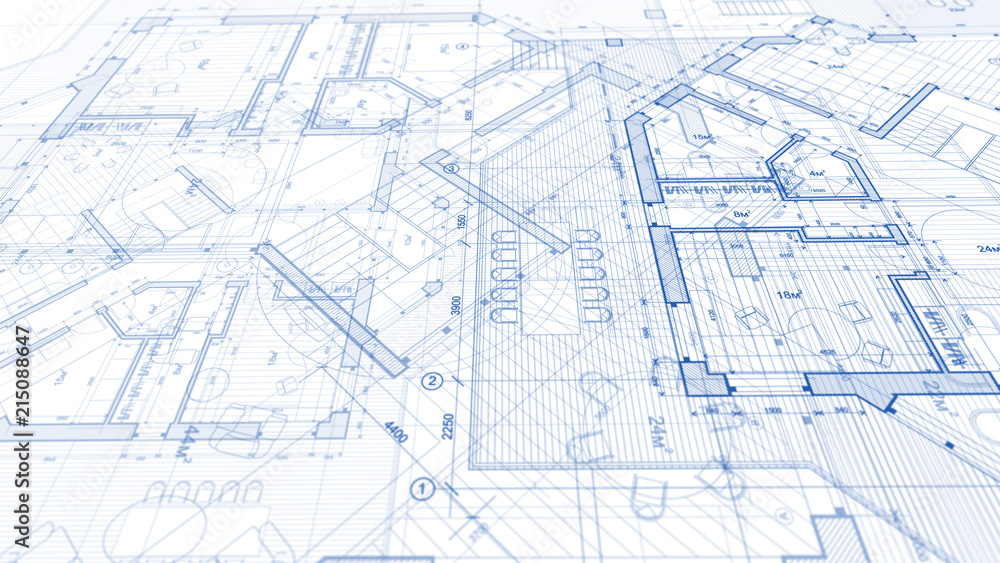 Architecture design: blueprint plan - illustration of a plan modern residential building / technology, industry, business concept illustration: real estate, building, construction, architecture Architecture design: blueprint plan - illustration of a plan modern residential building / technology, industry, business concept illustration: real estate, building, construction, architecture