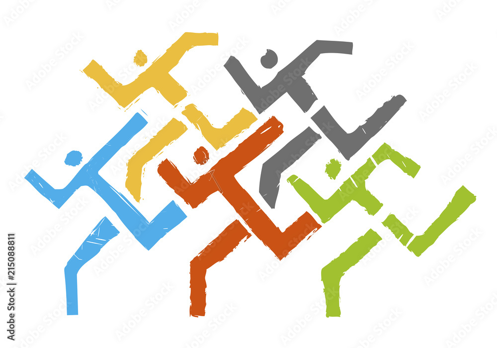 Sport Runners logo.
Abstract stylized illustration of running race.Vector available. Sport Runners logo.
Abstract stylized illustration of running race.Vector available.