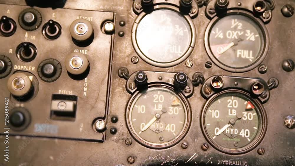 Fuel Gauge On Fighter Jet Cockpit Illuminated by the Sun. Fuel Gauge On Fighter Jet Cockpit Illuminated by the Sun.