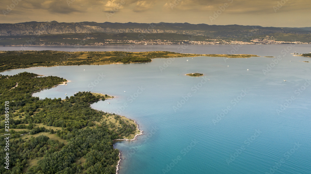 Sunset on Krk island croatia. aerial view Sunset on Krk island croatia. aerial view