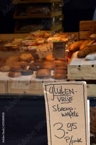 Canvas Print gluten free street food in Albert Cuyp market (Amsterdam)