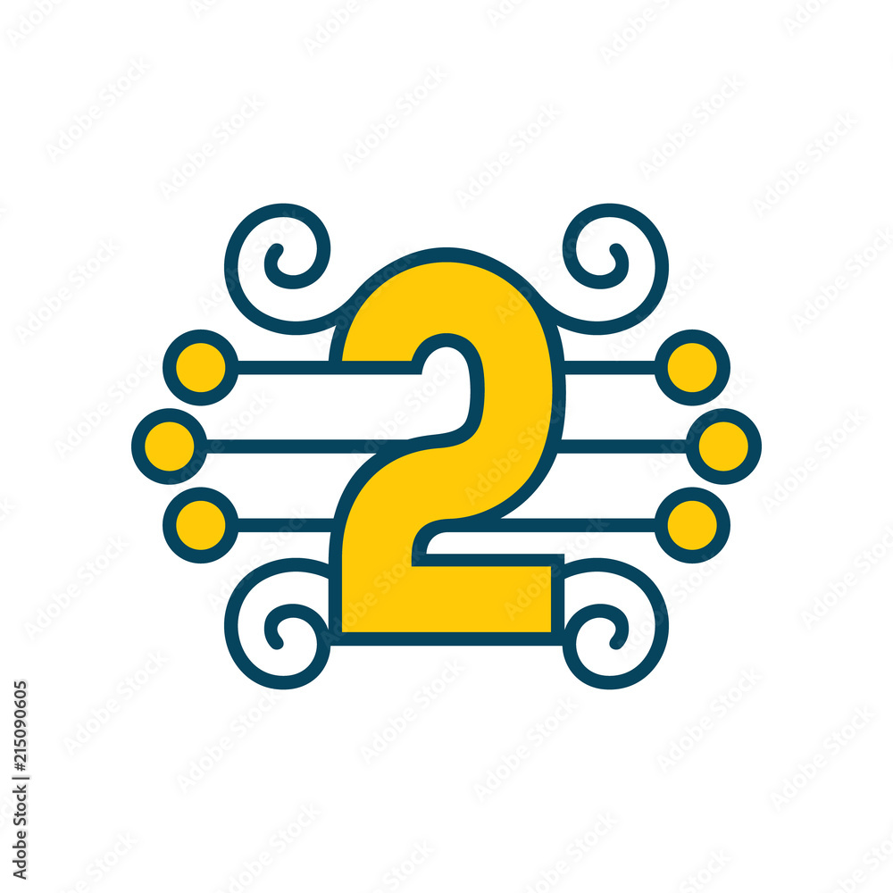 Obraz premium Number 2 vector sign