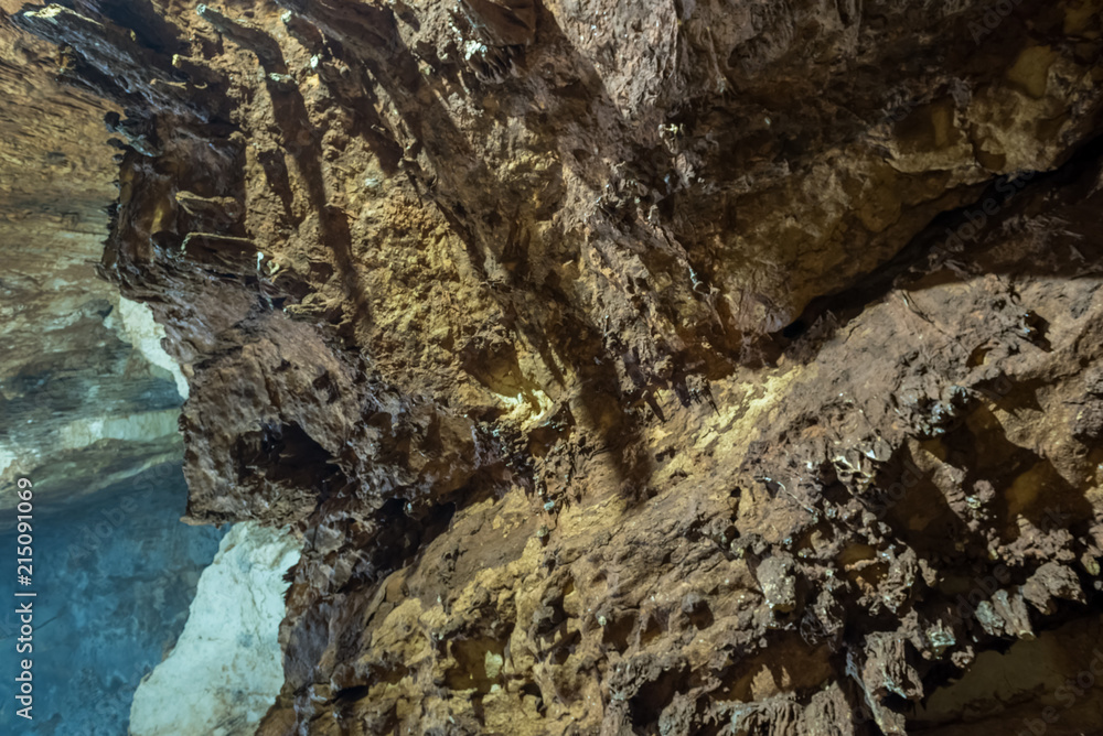 Deep inside view of cave of Chasm of Heaven in Silifke district.Mersin Turkey