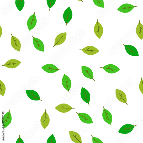 Wallpaper Mural Seamless pattern green leaves. Flat vector template. Torontodigital.ca
